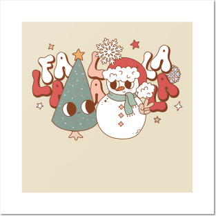 Fa la la la Tree & Snowman Posters and Art